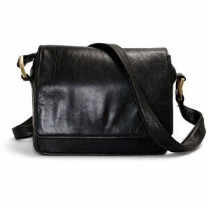 Nordstrom Black Faux Leather Flap Crossbody Bag